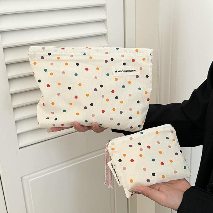 1 Stück Simple Series Elegante Polka Dots Canvas Damentaschen Bild3