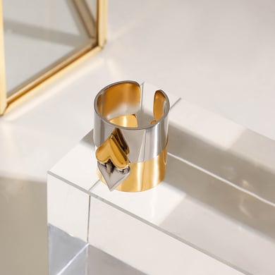 1 Paar Romantische Serie Ins Stil Herz Edelstahl Gold Farbe Überzogene Damen Verstellbare Ringe h5 Bild6