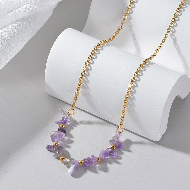 1 Piece Vacation Series Daily Natural Stone Beads Gold Color Stainless Steel Women's Beaded Necklaces Picture7