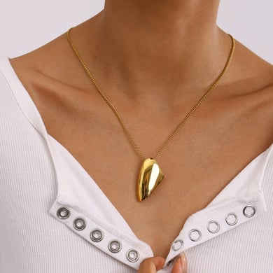 1 Piece Modern Series Classic Irregular Shape Stainless Steel Gold Color Women's Pendant Necklaces h5 Picture6