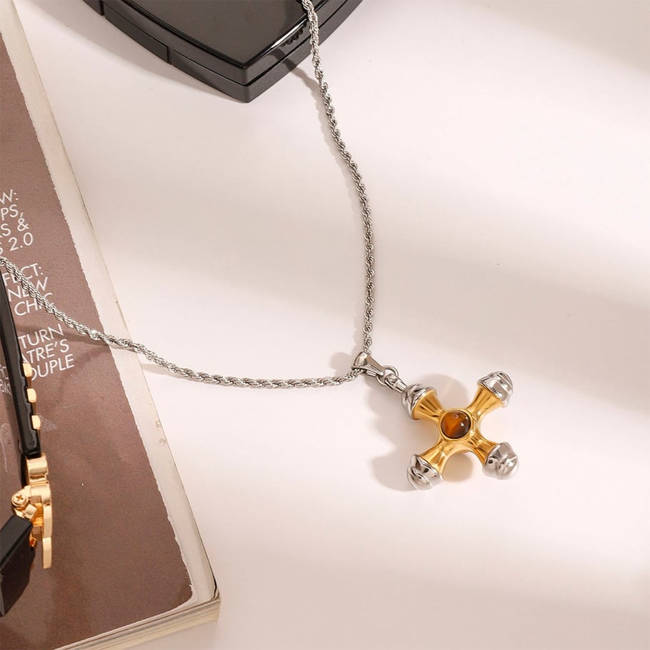 1 Piece Modern Series Light Natural Cross Stainless Steel Gold and Silver Color Women's Pendant Necklaces Picture9