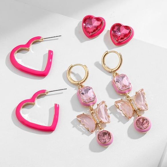 1 Pair Romantic Series Elegant Heart Alloy Women's Earrings Set