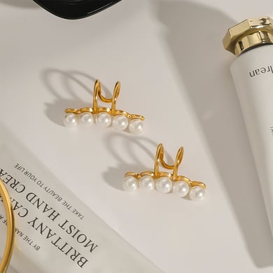 1 Pair Elegant Series Exquisite Daily Stainless Steel Gold Color Women's Clip-on Earrings h5 Picture6
