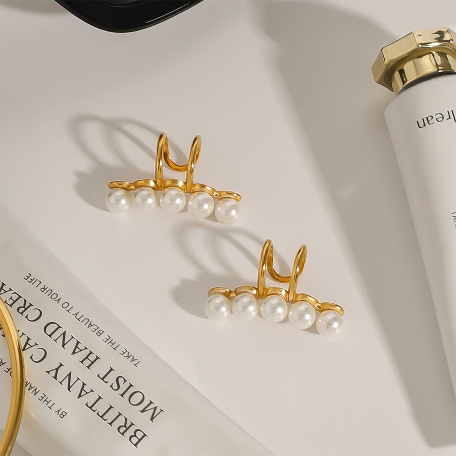 1 Pair Elegant Series Exquisite Daily Stainless Steel Gold Color Women's Clip-on Earrings Picture6