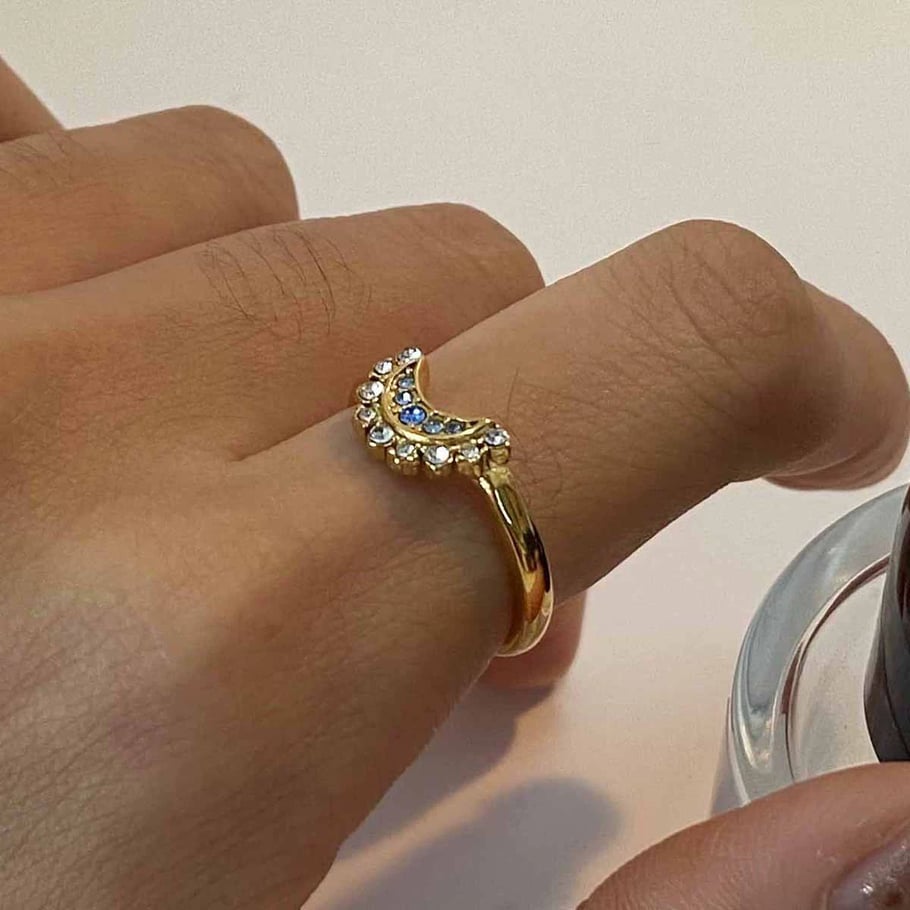 1 Paar Ethnische Serie Klassische Sonne/Mond Edelstahl Gold Farbe Überzogene Verstellbare Damen Ringe Bild6
