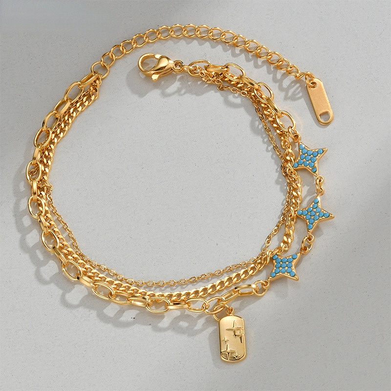 1 Stück Simple Series Daily Patchwork Edelstahl Damen Charm Armbänder Bild5