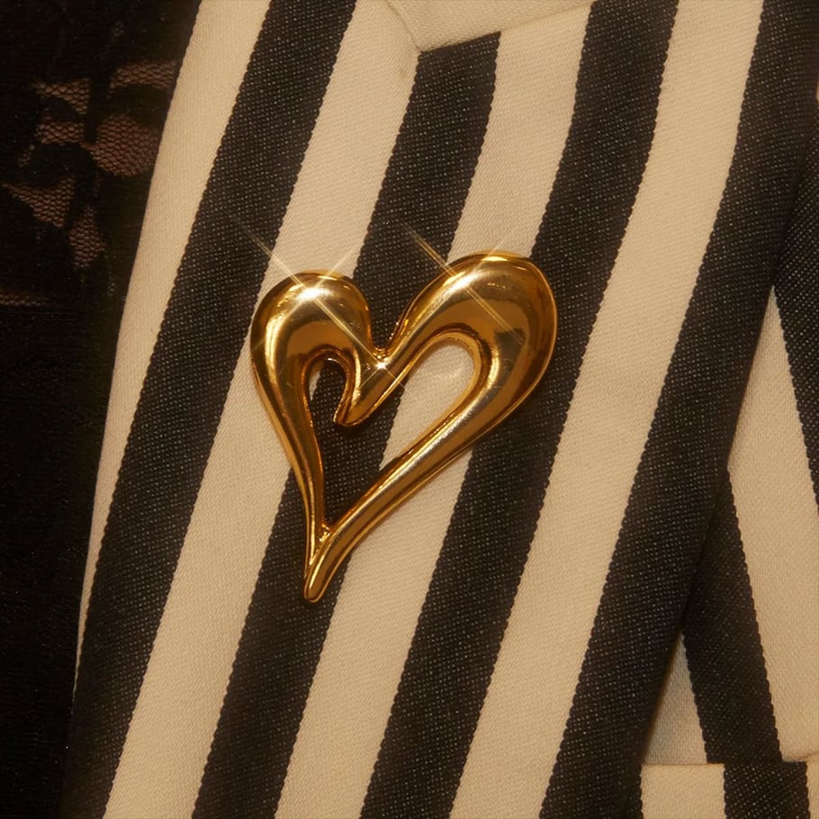 1 Piece Romantic Series Elegant Chic Heart Shape Stainless Steel Gold Color Women's Brooches Picture3
