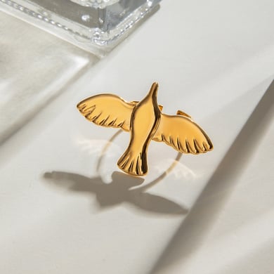 1 Pair Classic Series Natural Animal Stainless Steel 18K Gold Plated Women Adjustable Rings h5 Picture7