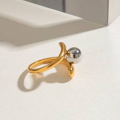 1 Piece Minimalist Series Classic Irregular Line Stainless Steel Gold and Silver Color Women's Single Rings h5 Picture6