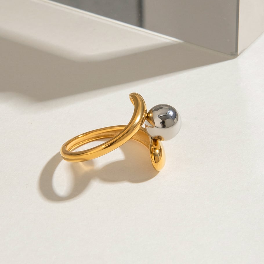 1 Piece Minimalist Series Classic Irregular Line Stainless Steel Gold and Silver Color Women's Single Rings Picture6