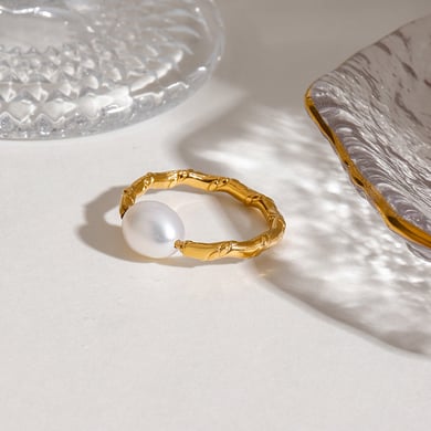 1 Pair Romantic Series Elegant Knot Line Stainless Steel Gold Color Women's Single Rings h5 Picture8