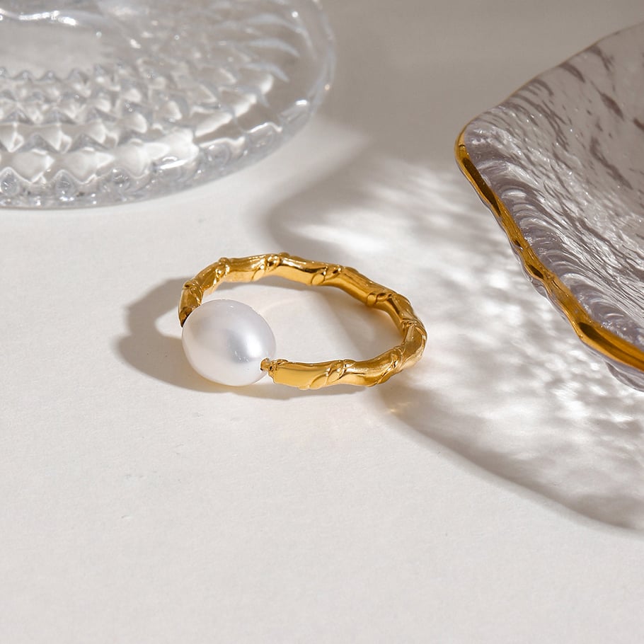 1 Pair Romantic Series Elegant Knot Line Stainless Steel Gold Color Women's Single Rings Picture8