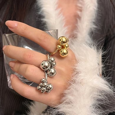 1 Piece Minimalist Series Casual Sphere Stainless Steel Gold Color Women's Single Rings h5 Picture6