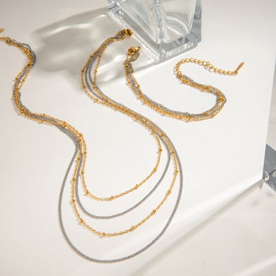 1 Stück Simple Series Klassische ringförmige Edelstahl-Kettenarmbänder für Damen, vergoldet h5 Bild7