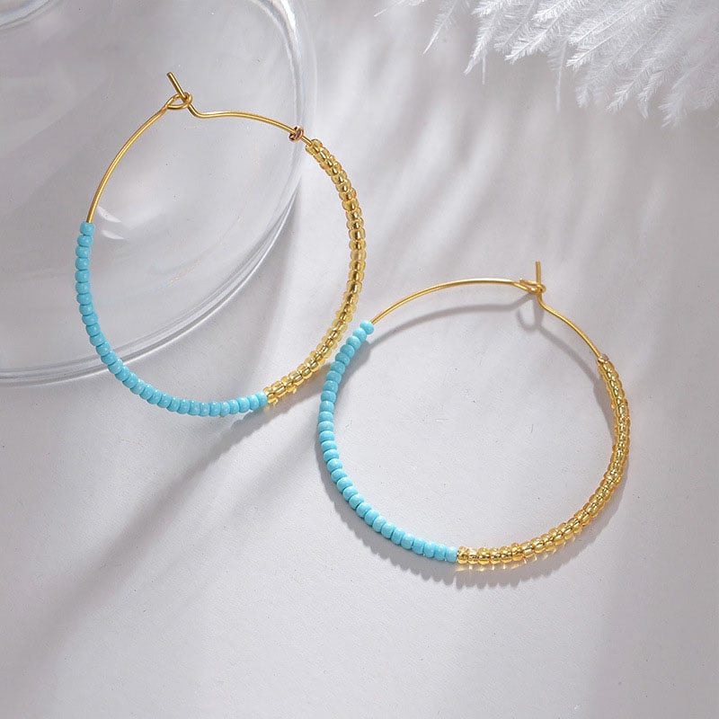 1 Pair Simple Series Simple Mixed Color Stainless Steel Women's Hoop Earrings Picture5