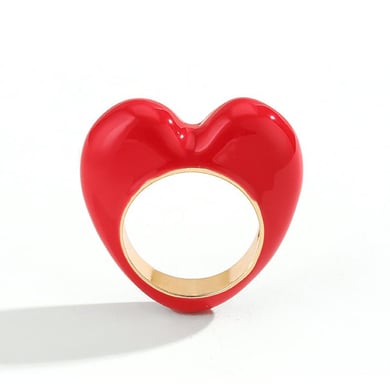 1 Piece Romantic Series Designable Drop Oil Heart Shape Gold Color Alloy Women's Single Rings h5 Picture7