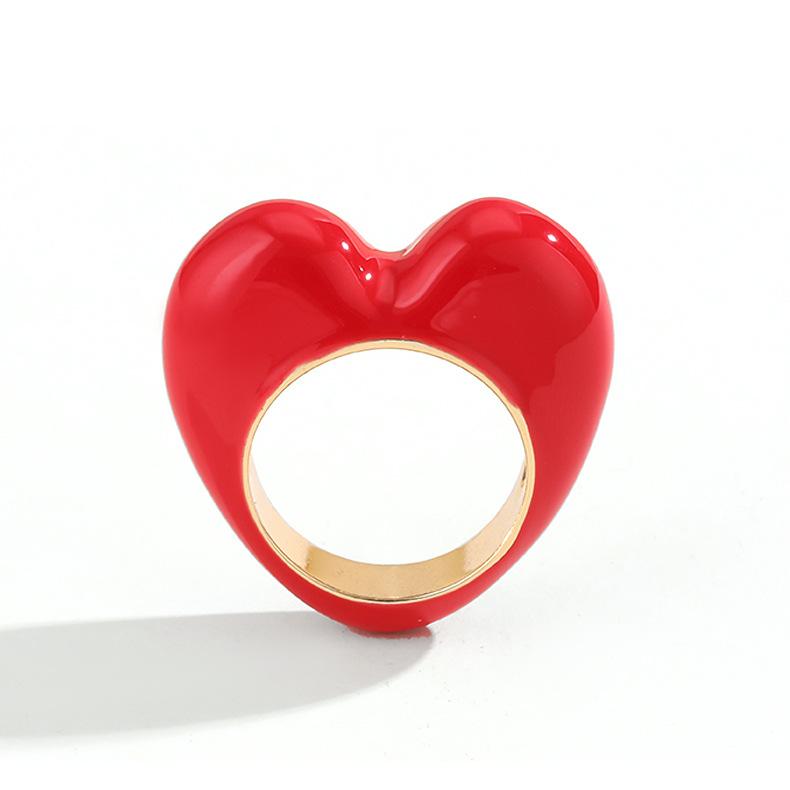 1 Piece Romantic Series Designable Drop Oil Heart Shape Gold Color Alloy Women's Single Rings Picture7