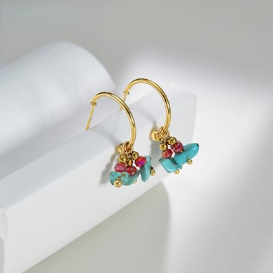 1 Pair Romantic Series Sweet Natural Stone Beads Gold Color Stainless Steel Women's Drop Earrings h5 Picture7