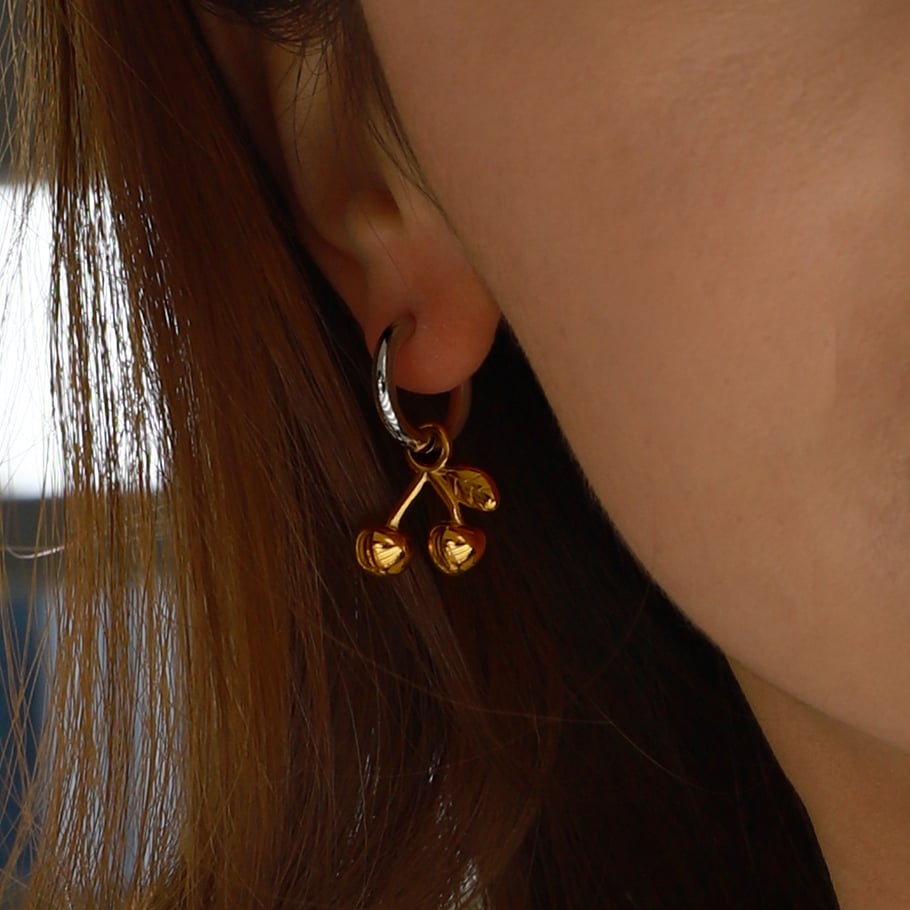 1 Pair Romantic Series Elegant Cherry Shape Stainless Steel Gold and Silver Color Women's Drop Earrings Picture7