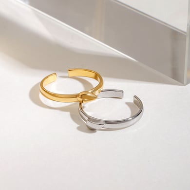 1 Pair Romantic Series Sweet Heart Stainless Steel Couple Gold and Silver Color Women's Adjustable Rings h5 Picture7