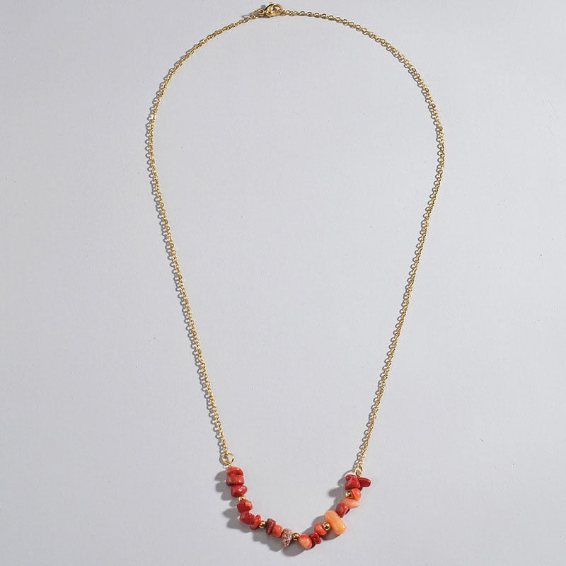 1 Piece Vacation Series Daily Natural Stone Beads Gold Color Stainless Steel Women's Beaded Necklaces Picture3
