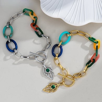 1 Stück Classic Series Daily Plant Edelstahl-Charm-Armbänder für Damen h5 Bild5