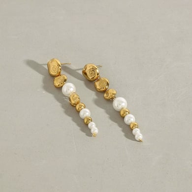 1 Pair Luxurious Series Retro Beads Stainless Steel Gold Color Women's Drop Earrings h5 Picture6