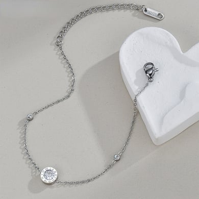 Bracelet chaîne en acier inoxydable pour femme, série simple, couleur unie, 1 pièce h5 Image4