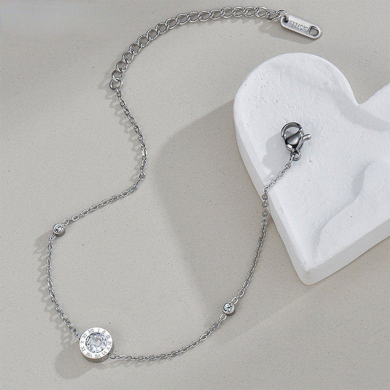 Bracelet chaîne en acier inoxydable pour femme, série simple, couleur unie, 1 pièce Image4