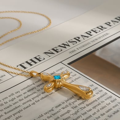 1 Stück Classic Series Europa und Amerika Kreuz Edelstahl Gold Farbe Damen Anhänger Halsketten h5 Bild4