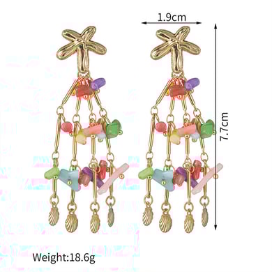 1 Pair Vacation Series Cute Beads Tassels Gold Color Stainless Steel Women's Drop Earrings h5 Picture8