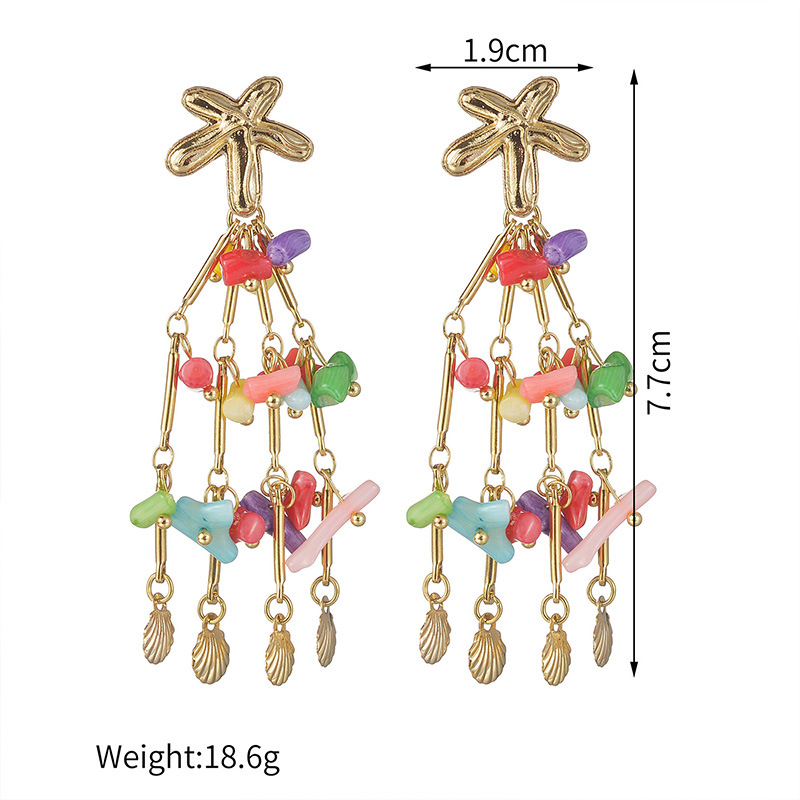 1 Pair Vacation Series Cute Beads Tassels Gold Color Stainless Steel Women's Drop Earrings Picture8