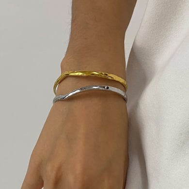 1 Stück Simple Series Europa und Amerika Linie Edelstahl vergoldet Damen Armreifen h5 Bild9