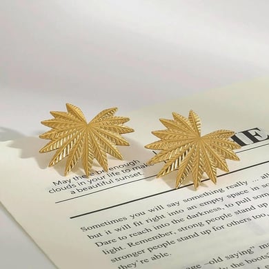1 Pair Fashionable Series Original Design Leaf Stainless Steel Gold Color Women's Stud Earrings h5 Picture6