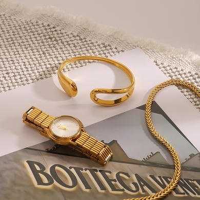 1 Piece Minimalist Series Classic Irregular Annular Stainless Steel Gold Color Women's Bangles h5 Picture5