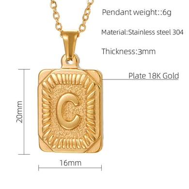 1 pezzo semplice serie lettera giornaliera acciaio inossidabile placcato oro 18K collane con ciondolo unisex h5 Immagine6