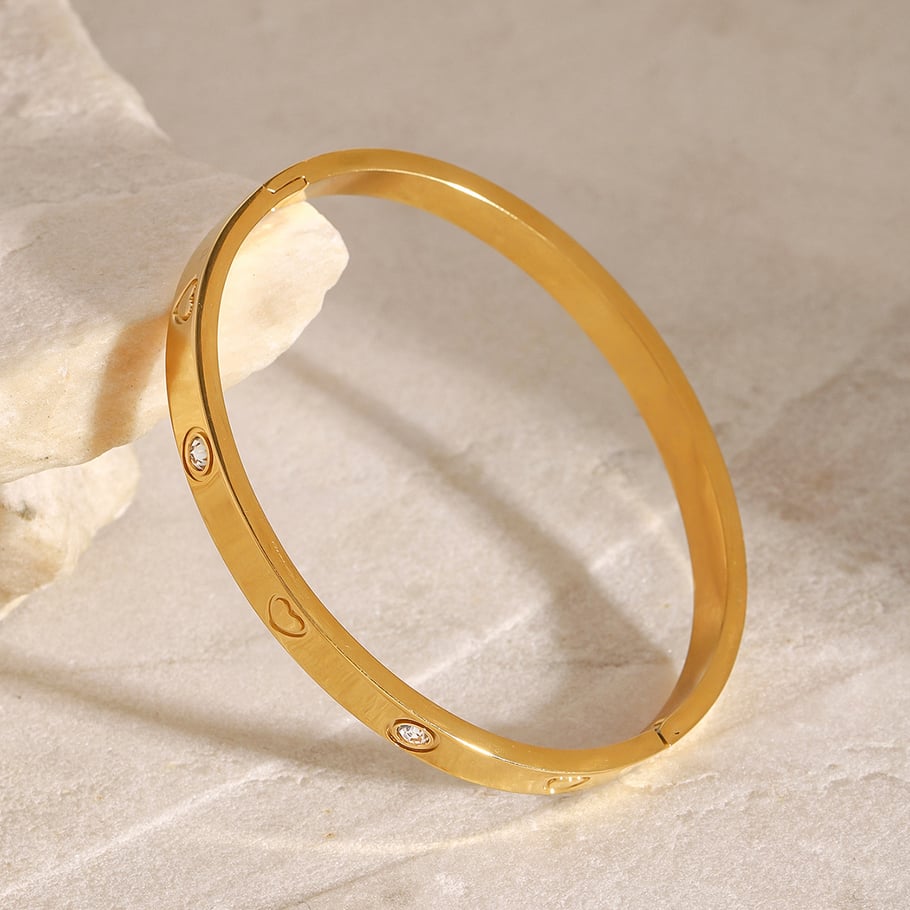1 Stück Romantische Serie Elegante Herz Edelstahl Gold Farbe Überzogene Damen Armreifen Bild7