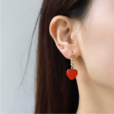 1 Piece Luxurious Series Retro Exquisite Red Heart Shape Copper Women's Pendant Necklaces h5 Picture7