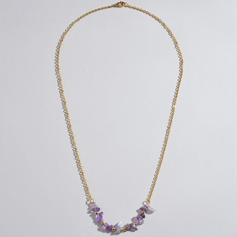 1 Piece Vacation Series Daily Natural Stone Beads Gold Color Stainless Steel Women's Beaded Necklaces Picture5