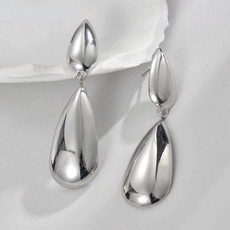 1 Pair Modern Series Commute Droplet Shape Stainless Steel Gold Color Women's Drop Earrings Picture4