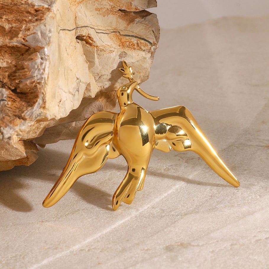 1 Pair Classic Series Natural Animal Stainless Steel 18K Gold Plated Women Brooches Picture7
