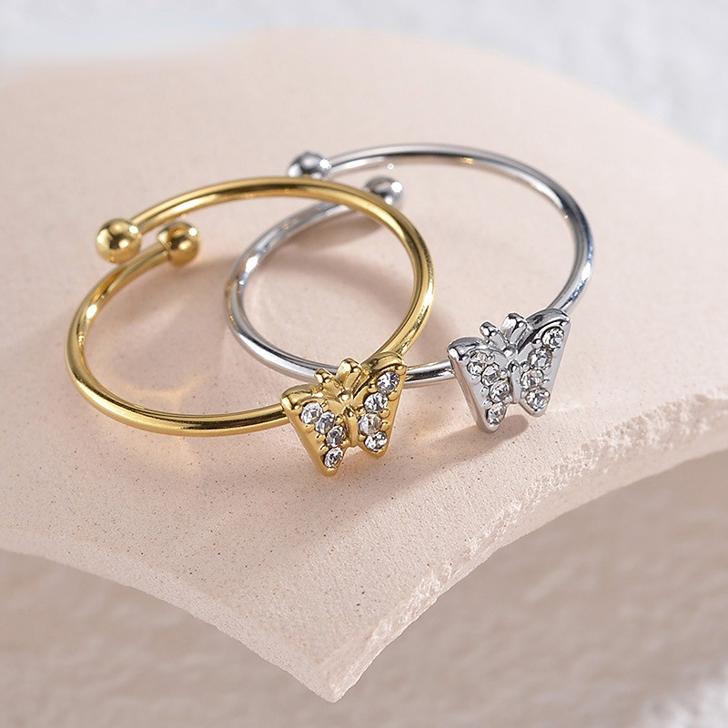 Bague ajustable en acier inoxydable pour femme, série Simple, motif animal simple, 1 pièce Image4