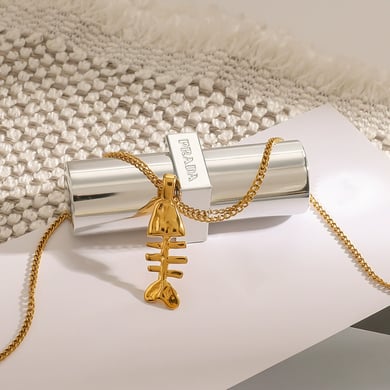 1 Piece Classic Series Funny Fishbone Stainless Steel Gold Color Women's Pendant Necklaces h5 Picture5