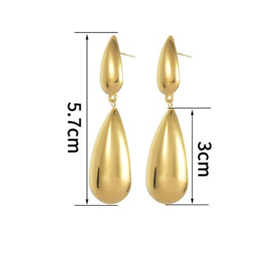 1 Pair Modern Series Commute Droplet Shape Stainless Steel Gold Color Women's Drop Earrings h5 Picture8