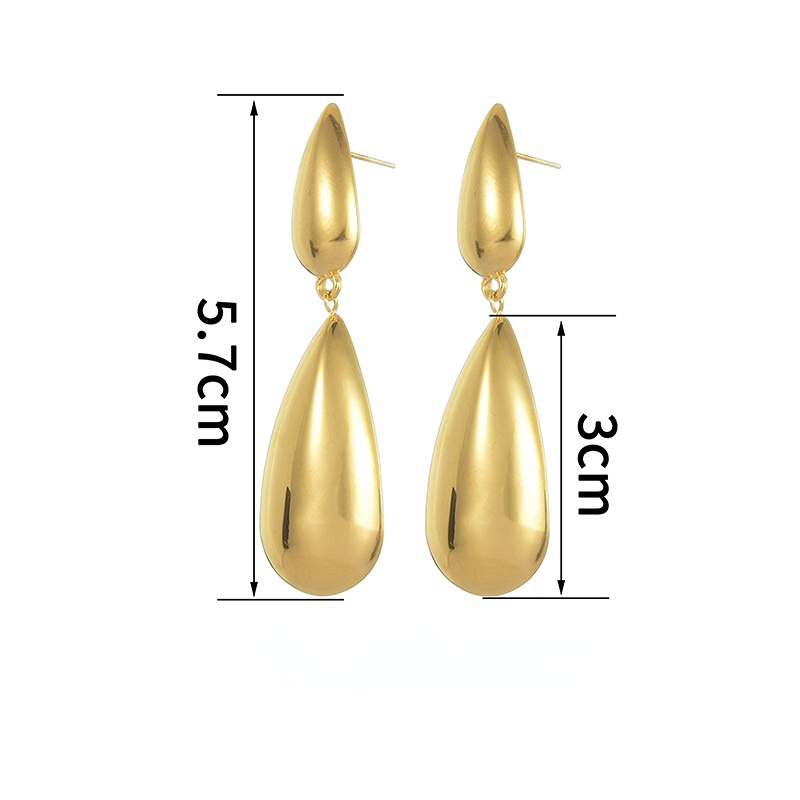1 Pair Modern Series Commute Droplet Shape Stainless Steel Gold Color Women's Drop Earrings Picture8