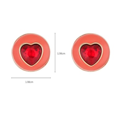 1 Pair Vogue Series Exquisite Heart Shape Drop Oil Gold Color Alloy Women's Stud Earrings h5 Picture8