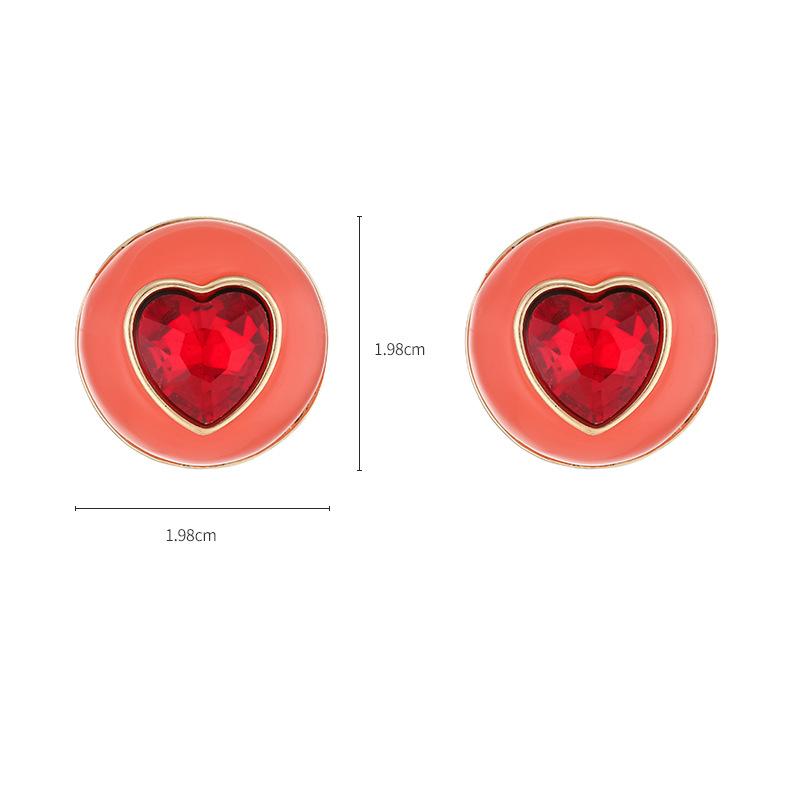 1 Pair Vogue Series Exquisite Heart Shape Drop Oil Gold Color Alloy Women's Stud Earrings Picture8