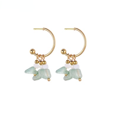 1 Pair Romantic Series Sweet Natural Stone Beads Gold Color Stainless Steel Women's Drop Earrings h5 Picture9