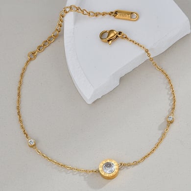 Bracelet chaîne en acier inoxydable pour femme, série simple, couleur unie, 1 pièce h5 Image2