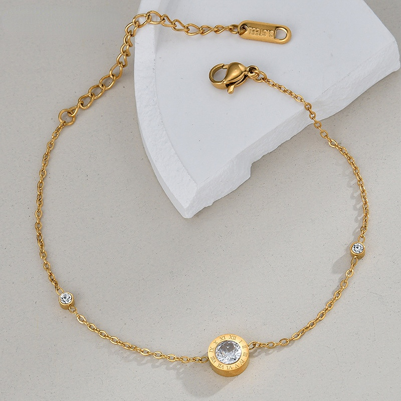 Bracelet chaîne en acier inoxydable pour femme, série simple, couleur unie, 1 pièce Image2